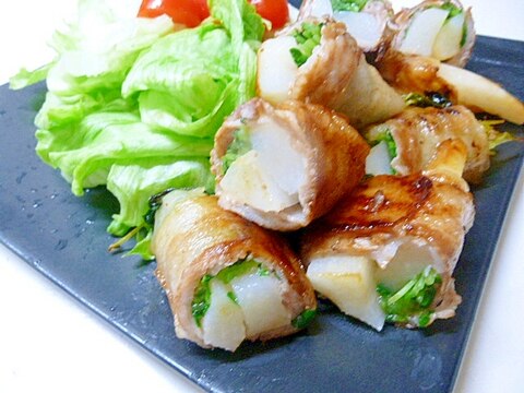 お肉に何巻く？長芋・豆苗の豚バラまき